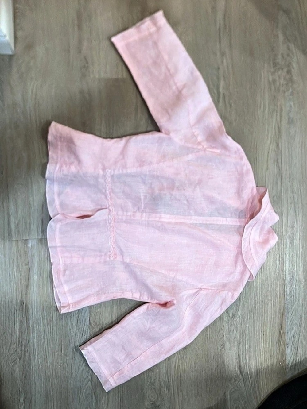 Pink Linen Ruffle Front Jacket - Picture 4 of 4